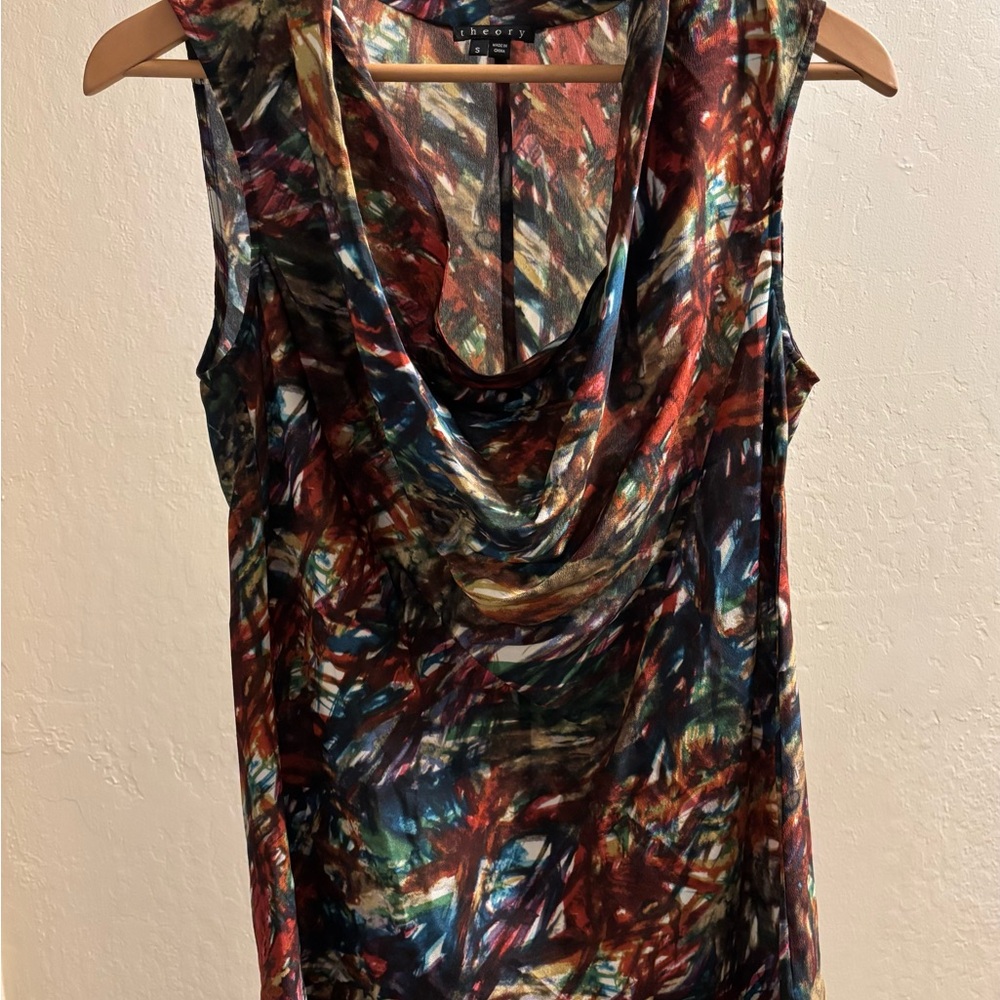 Theory Multicolor Abstract Women's Blouse
